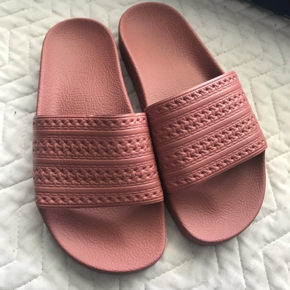mauve adidas slides